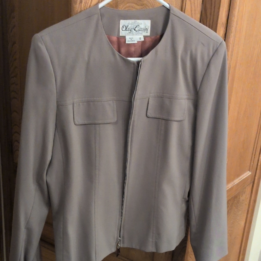 Oleg Cassini Tan Blazer Structured Professional Wear